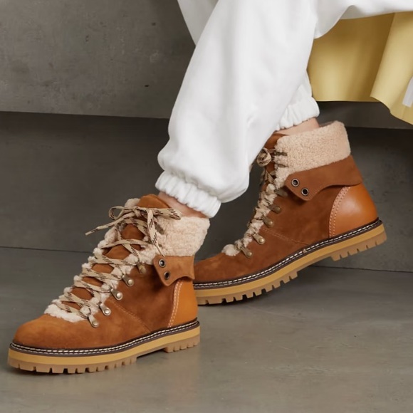 SEE BY CHLOÉ Eilieen shearling-lined suede and leather ankle boots - Picture 2 of 7